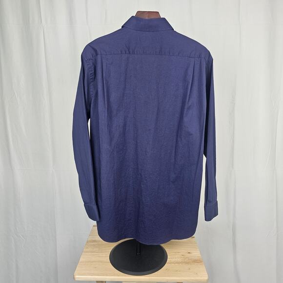 Ben Sherman Navy Button Down Stretch Shirt Men’s L 16 32/33 - Picture 3 of 3